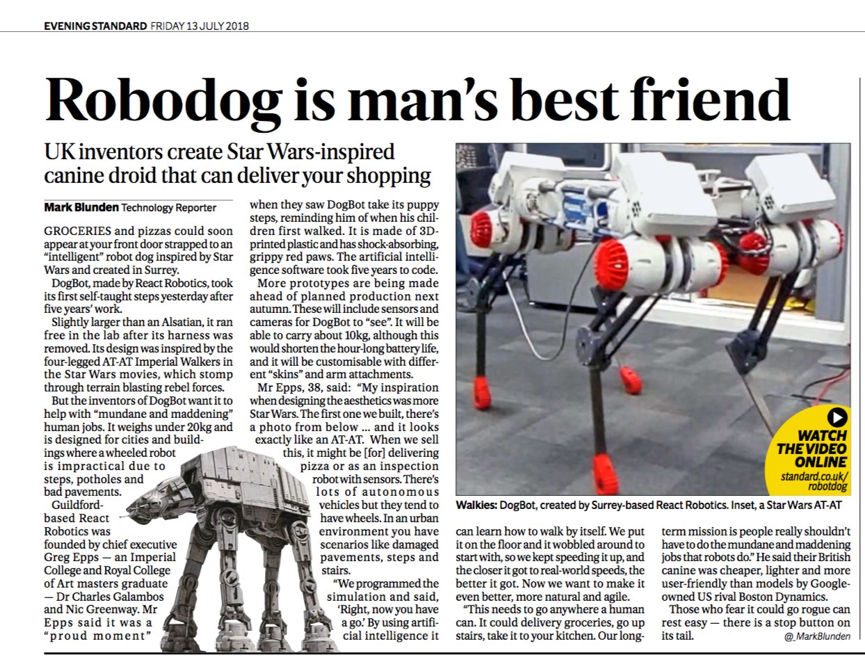 DogBot in the Evening Standard